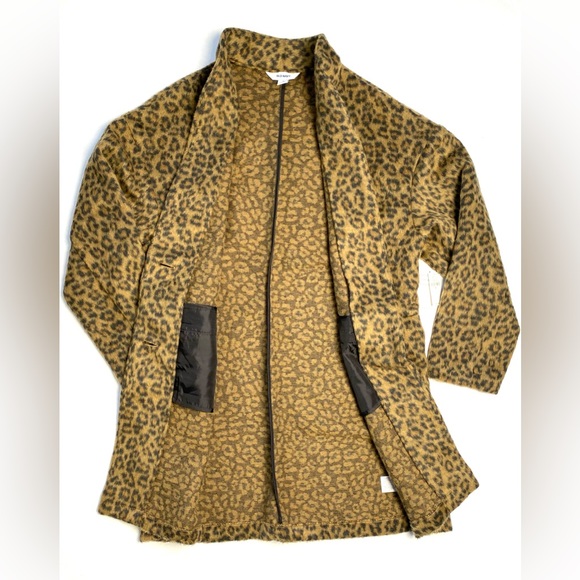 Old Navy Women's Brown Leopard Animal Print Long-Line Cardigan Coat Size M NWT - Picture 4 of 10